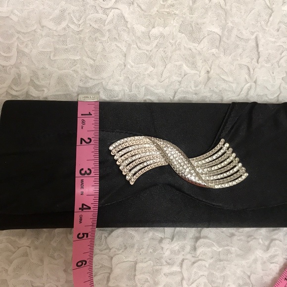 Black Silk with Rhinestones Clutch - Picture 7 of 9